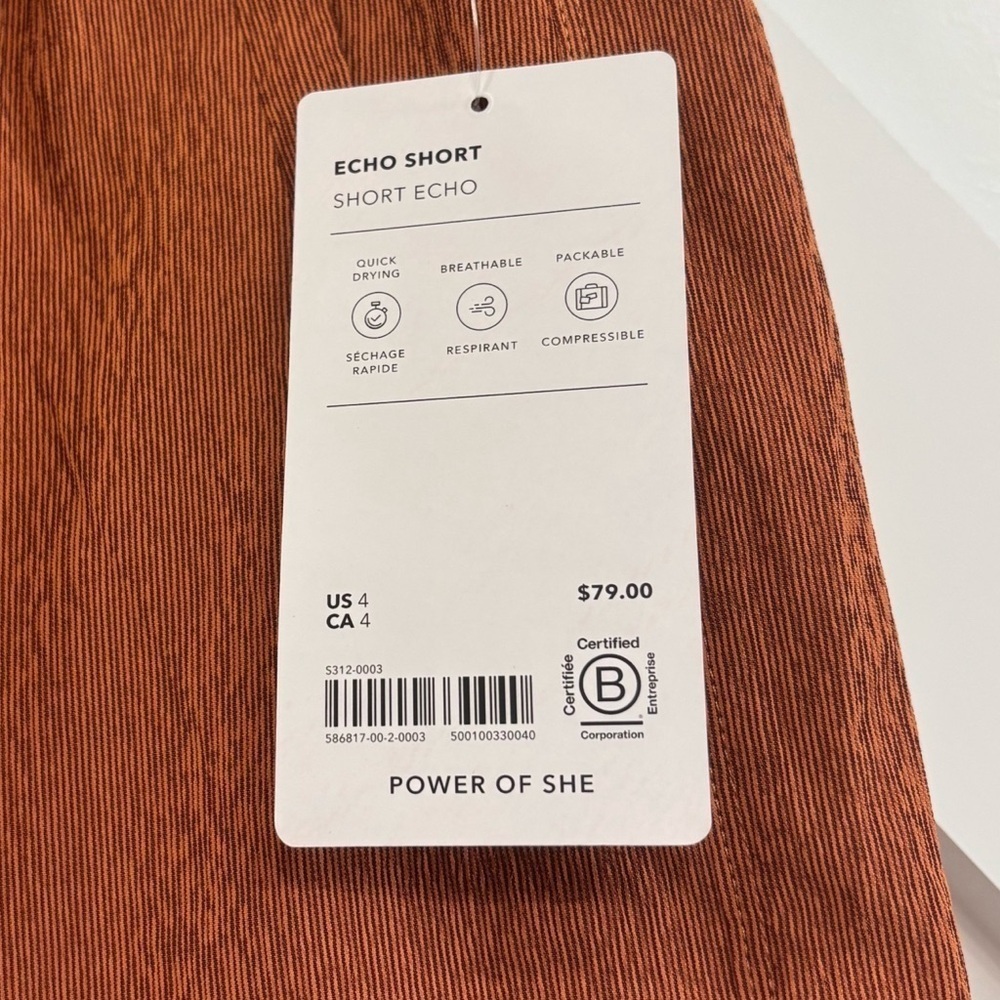 NWT Athleta Echo Shorts Size 4 In Rust/Brown - Picture 4 of 6